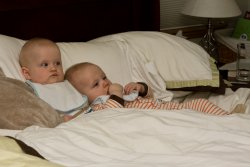Andy and Will on the bed